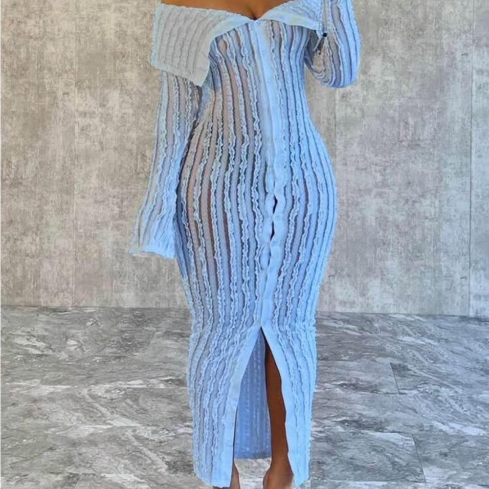SHEIN Light Blue Off-Shoulder Dress